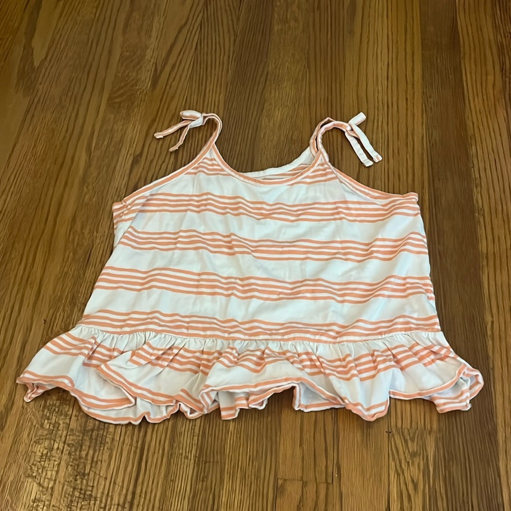 T & B girls striped ruffle tank